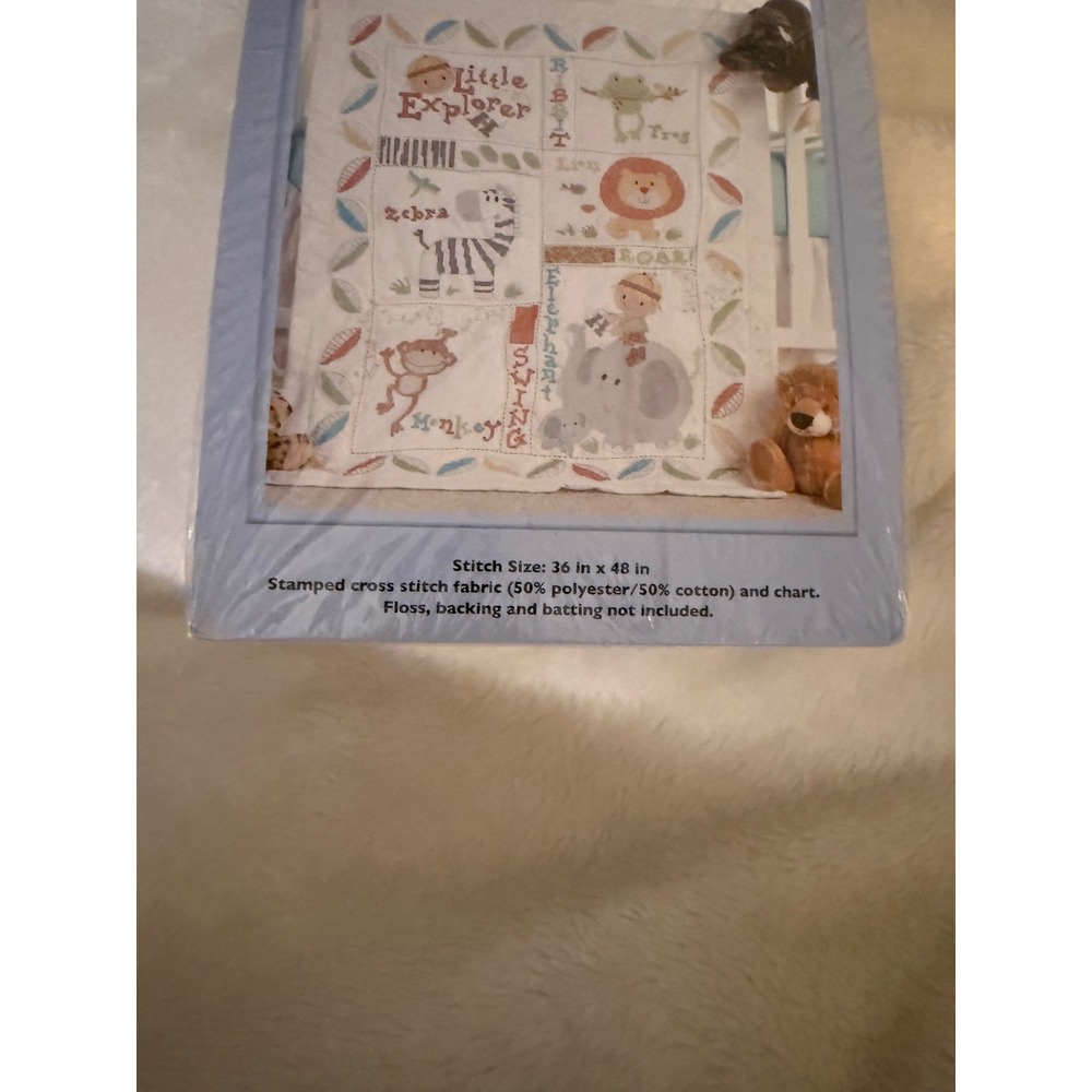 Bucilla Little Explorer Stamped Quilt Top Kit Safari Animals 36x48 WM45864 - Picture 6 of 6